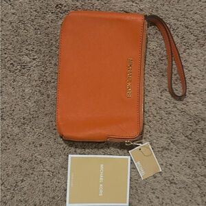 Michael Kors Vibrant Orange Wristlet